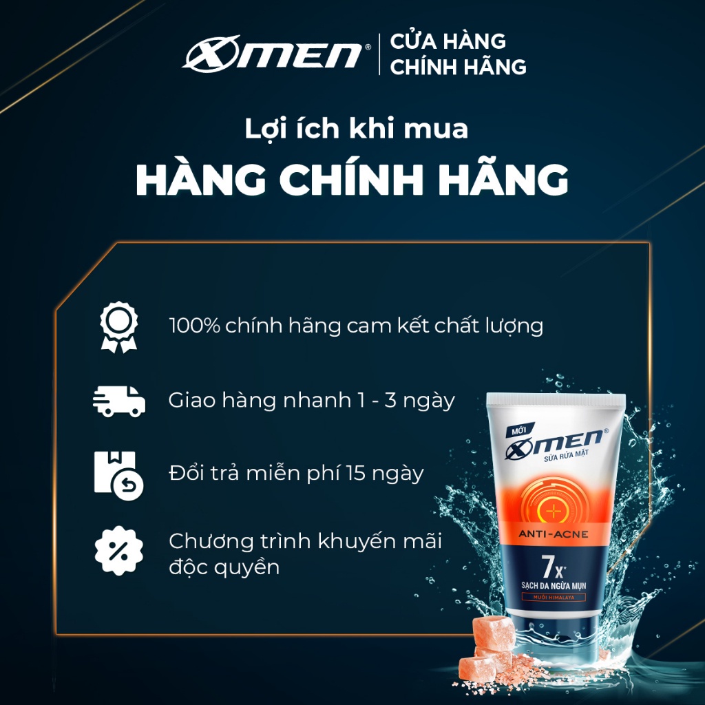 Combo Sữa tắm X-Men Clean & Fresh Sạch Khuẩn Khử Mùi 630g + Sữa Rửa Mặt Xmen Anti Acne 100g