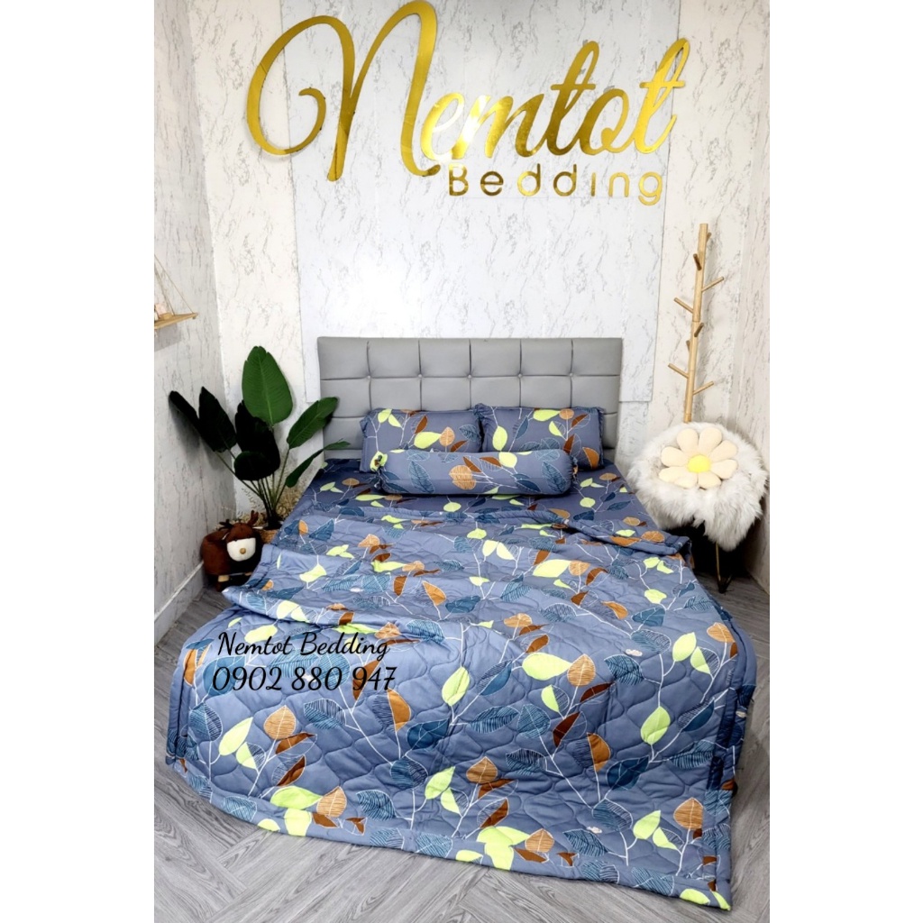 🍒MẪU MỚI VỀ🍒 Bộ Ga Gối Chăn Chần Bông Cao Cấp, Thun Lạnh Hàn Quốc Mát Lạnh In 5D Không Xù Lông, Mát Mịn Thoáng
