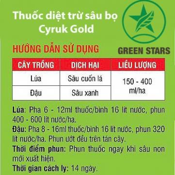 Thuốc Trừ Sâu Bệnh Cyruk Gold 350SC - Diệt Sạch Côn Trùng, Sâu Hại, Trứng