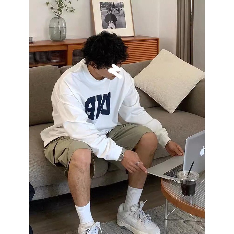 Áo Thun cotton Tay Dài In Chữ Thời Trang Hàn Quốc Dành Cho Nam