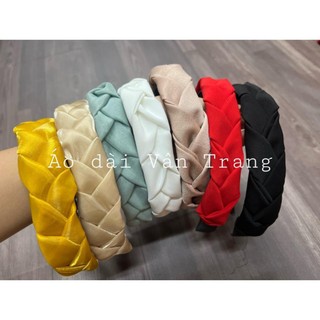 Băng đô cài tóc giả tết tóc, bờm đeo tết tóc thắt bím vải voan cho nữ với áo dài truyền thống, đủ màu sắc VT15 Traz