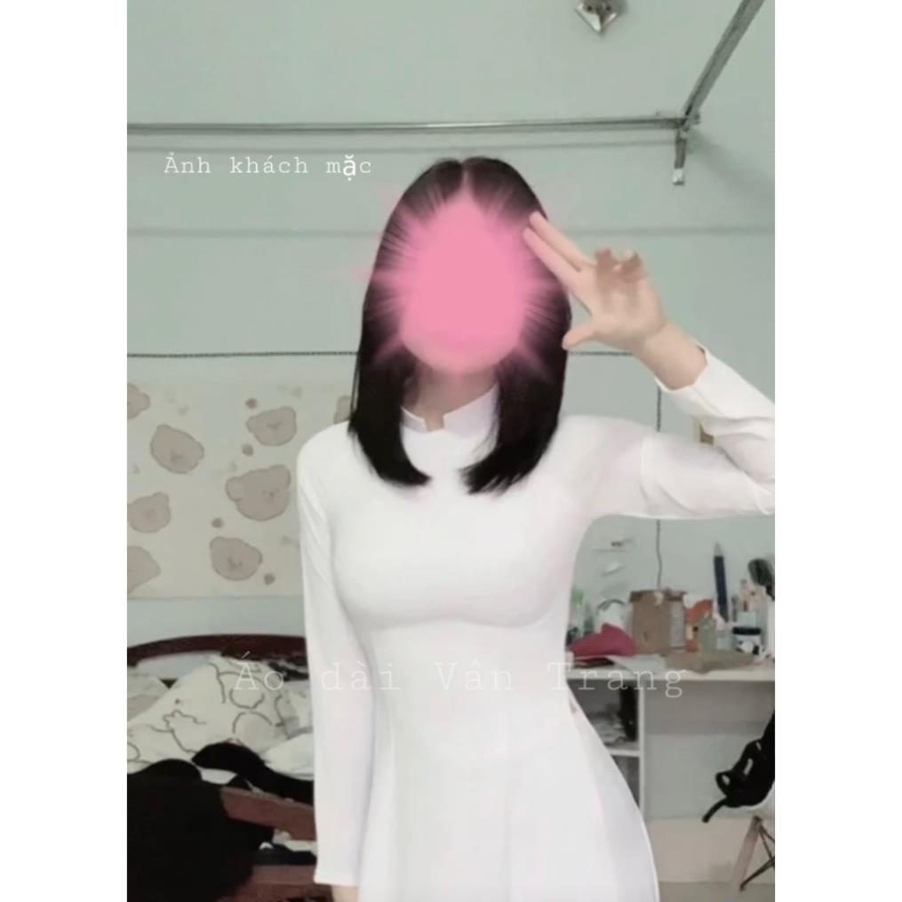 Áo dài trắng học sinh truyền thống nữ , chất lụa cao cấp mềm mịn, cổ vuông, tay dài hàng may sẵn - VT11