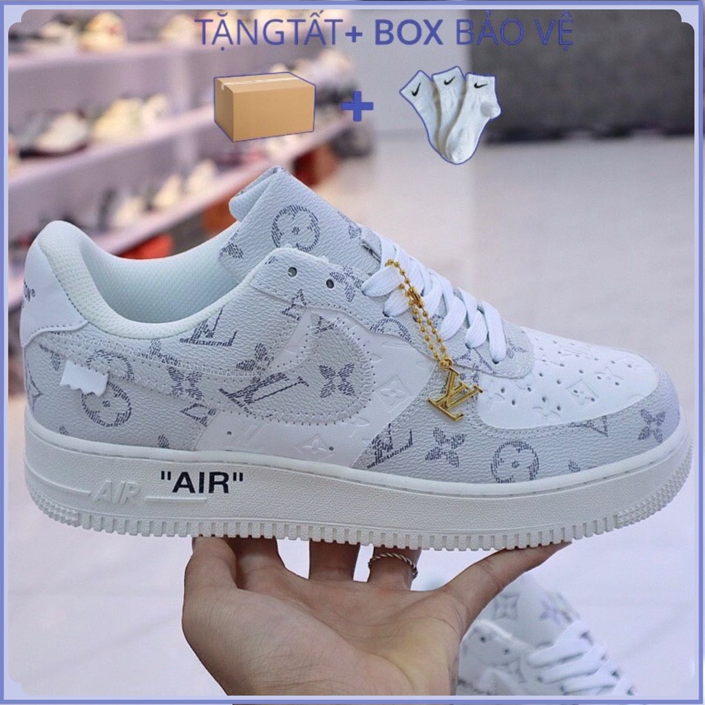 💖 𝑭𝑹𝑬𝑬𝑺𝑯𝑰𝑷 💖 Giày Nike_ AF1 LV Xám, Giày Air Force 1 Louis Vuitton Xám Bản Cao Cấp Hót Trend 2023,