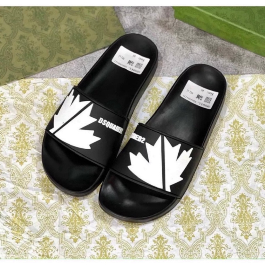 Dép Nam Quai Ngang Unisex  DSQ 2 bản mới nhất logo lá phong