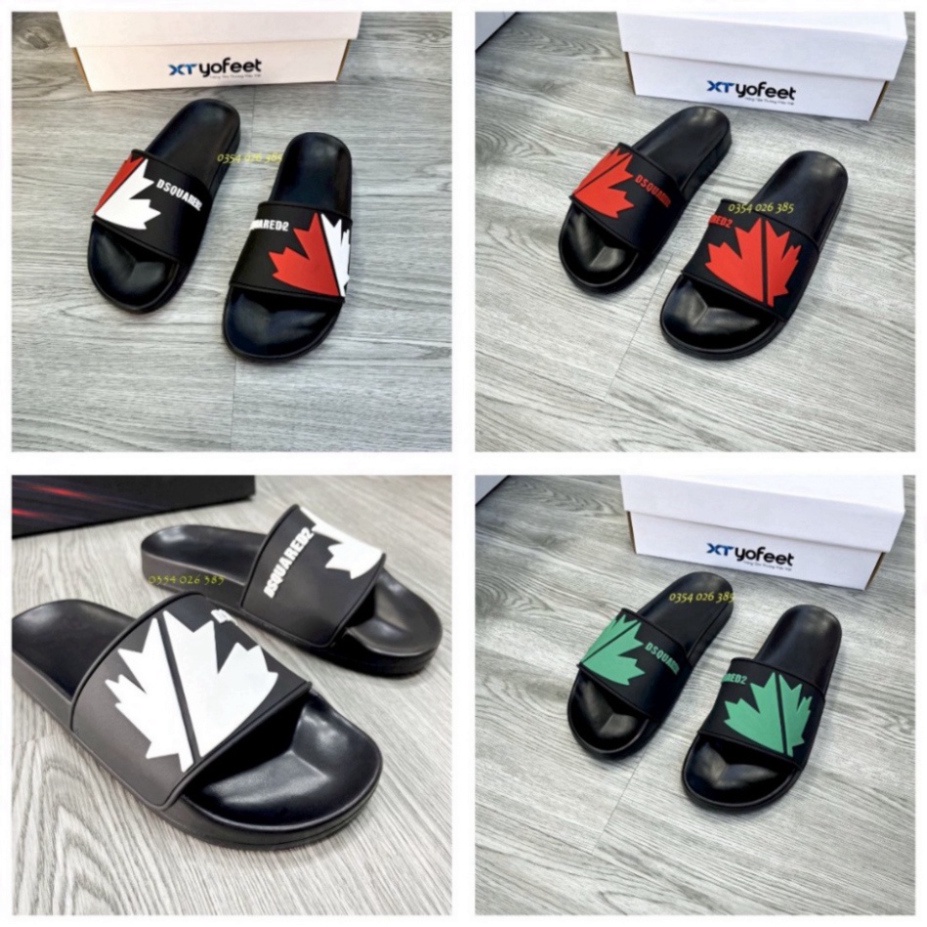Dép Nam Quai Ngang Unisex  DSQ 2 bản mới nhất logo lá phong