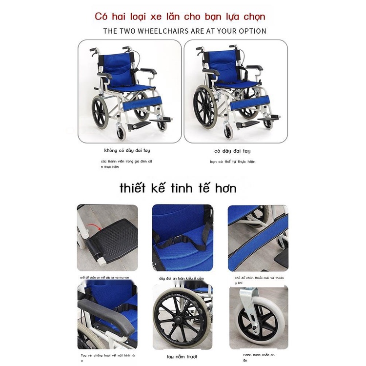 Xe lăn Debao nhỏ gấp nhẹ di động xe lăn người già khuyết tật xe đẩy du lịch xe tay ga