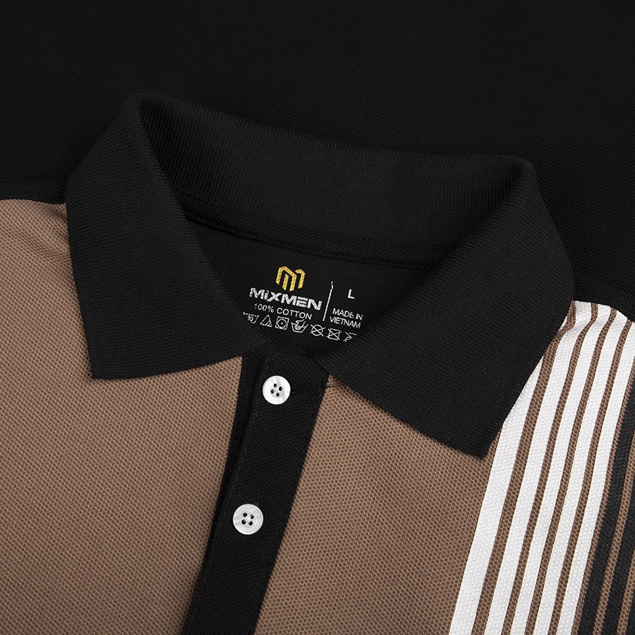 Áo Polo Mixto M707 Nam MIXMEN, Vải Cotton Cá Sấu Mắt Lục Giác Phối Sọc Làm Điểm Nhấn Lạ Mắt