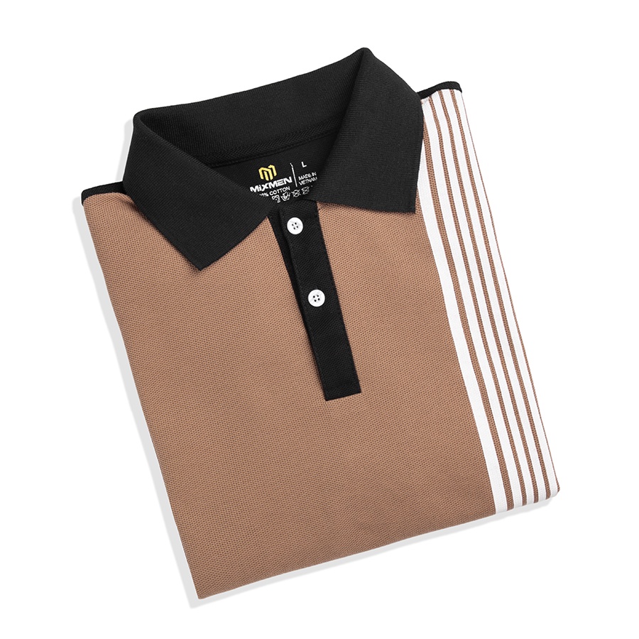 Áo Polo Mixto M707 Nam MIXMEN, Vải Cotton Cá Sấu Mắt Lục Giác Phối Sọc Làm Điểm Nhấn Lạ Mắt