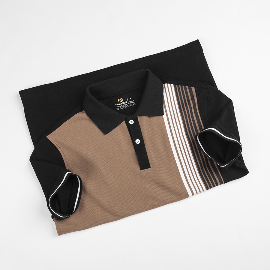 Áo Polo Mixto M707 Nam MIXMEN, Vải Cotton Cá Sấu Mắt Lục Giác Phối Sọc Làm Điểm Nhấn Lạ Mắt