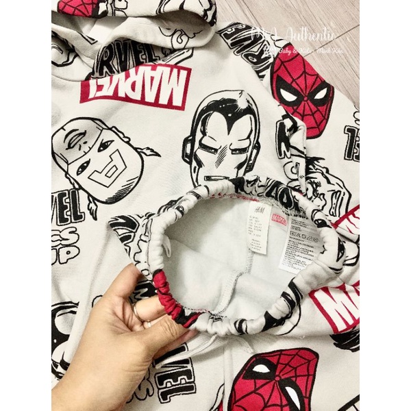 Set bộ quần áo thu đông HM auth bé trai Spideman, Hulk Marvel DC