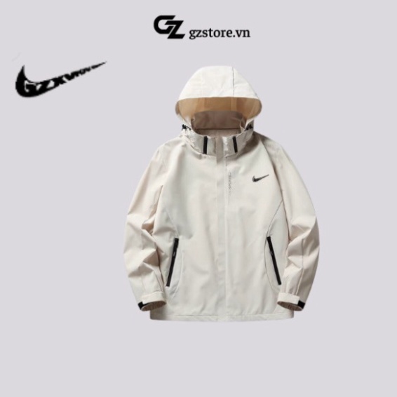 Áo khoác dù nike chính hãng nam nữ chất gió 2 lớp dày dặn có mũ có thể tháo rời form unisex chống gió