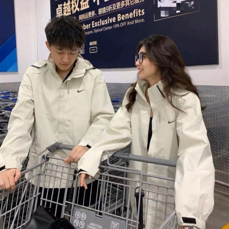 Áo khoác dù nike chính hãng nam nữ chất gió 2 lớp dày dặn có mũ có thể tháo rời form unisex chống gió