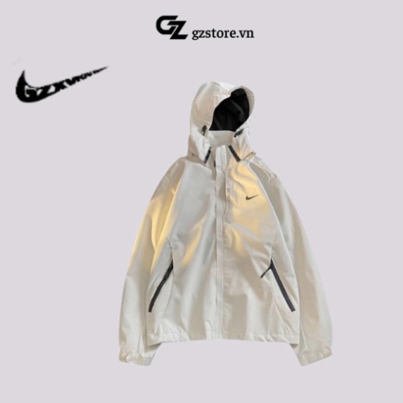Áo khoác dù nike chính hãng nam nữ chất gió 2 lớp dày dặn có mũ có thể tháo rời form unisex chống gió