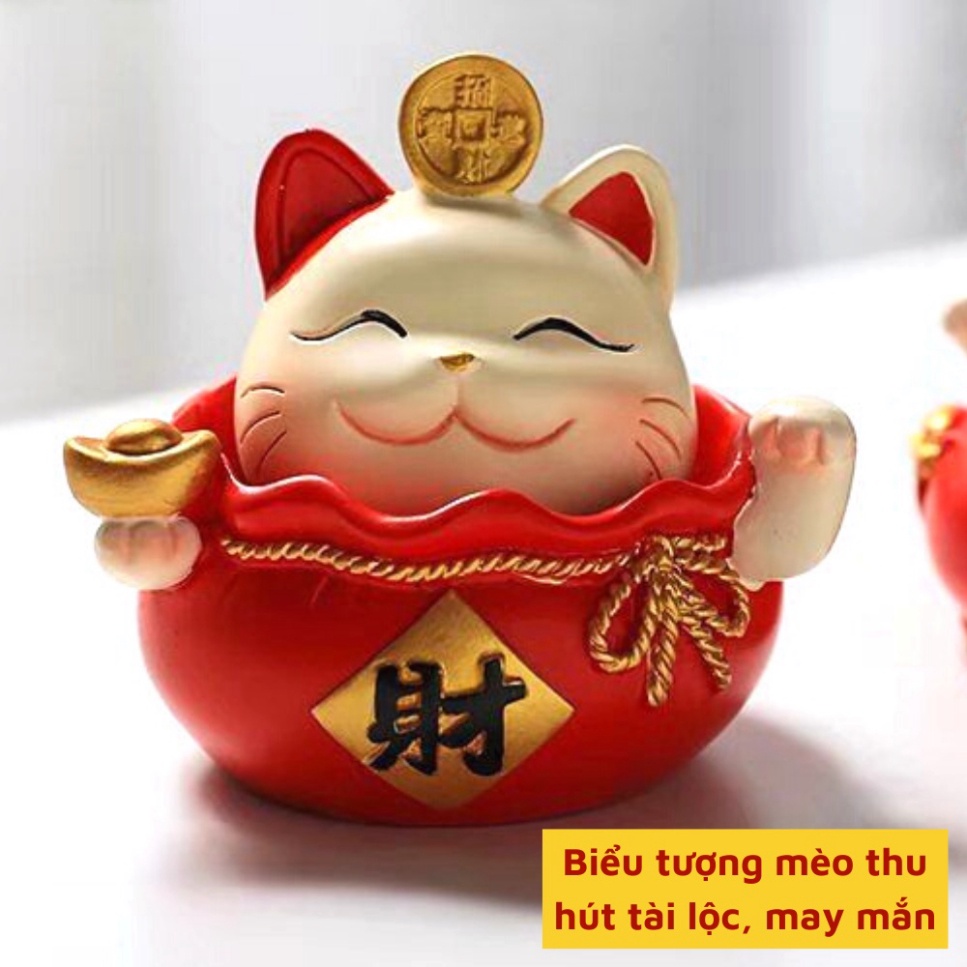 Tượng mèo thần tài hút tài lộc🍀FREESHIP🍀Chú mèo thần tài trang trí bàn làm việc mang lại tài lộc phát đạt cho gia chủ