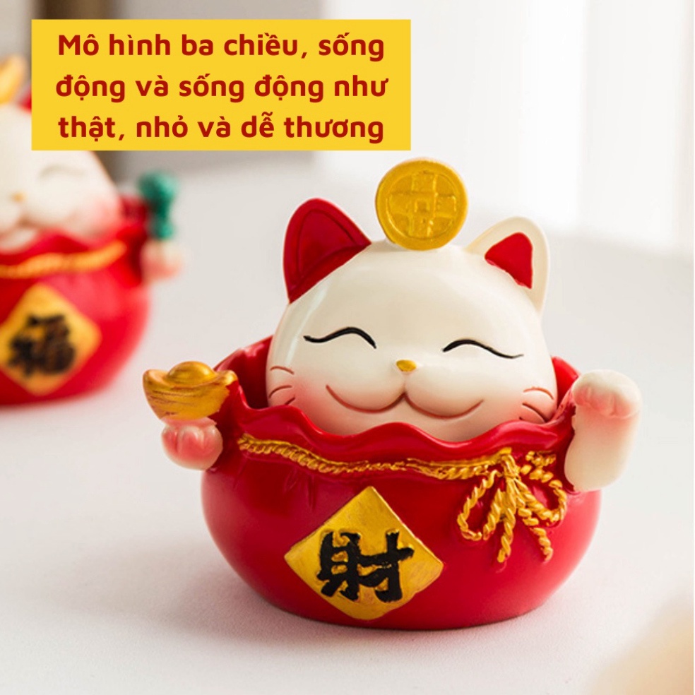 Tượng mèo thần tài hút tài lộc🍀FREESHIP🍀Chú mèo thần tài trang trí bàn làm việc mang lại tài lộc phát đạt cho gia chủ