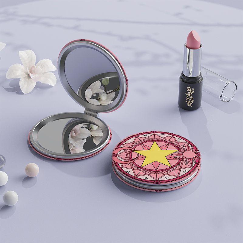 Gương Trang Điểm Cầm Tay Hình Tròn Nhỏ In Hình Hoa Anh Đào Cho Học Sinh  ins magical girl sakura
