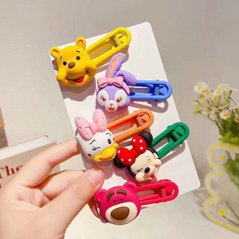 Set 5 Kẹp Tóc Cho Bé Gái Mặt Nhân Vật Hoạt Hình Siêu Cute🍀FREESHIP🍀Vỉ 5 Ket Tóc Kute Cho Bé Gái