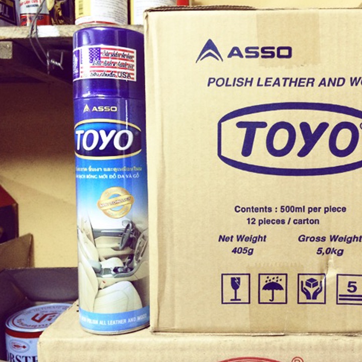 Chai xịt TOYO  làm sạch, làm bóng đồ da, gỗ, nhựa, cao su