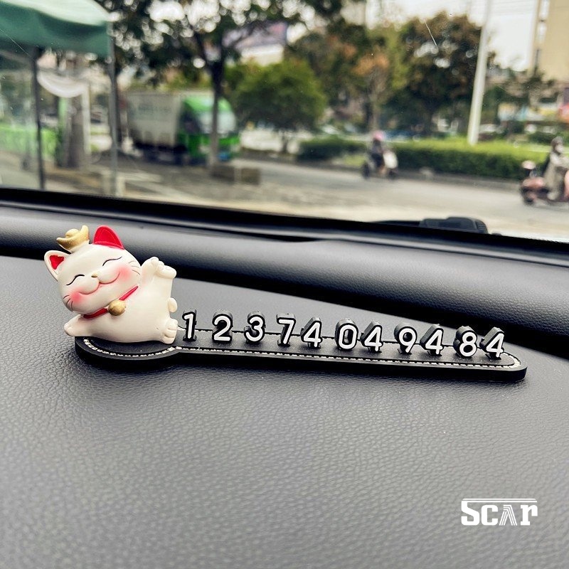 Bảng số điện thoại viền đá SỐ ĐỨNG mix 4 chú mèo nhỏ xinh xắn trang trí taplo xe hơi