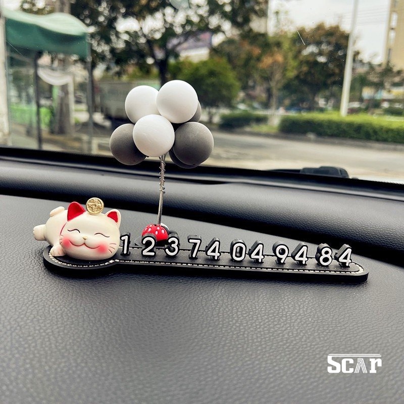 Bảng số điện thoại viền đá SỐ ĐỨNG mix 4 chú mèo nhỏ xinh xắn trang trí taplo xe hơi