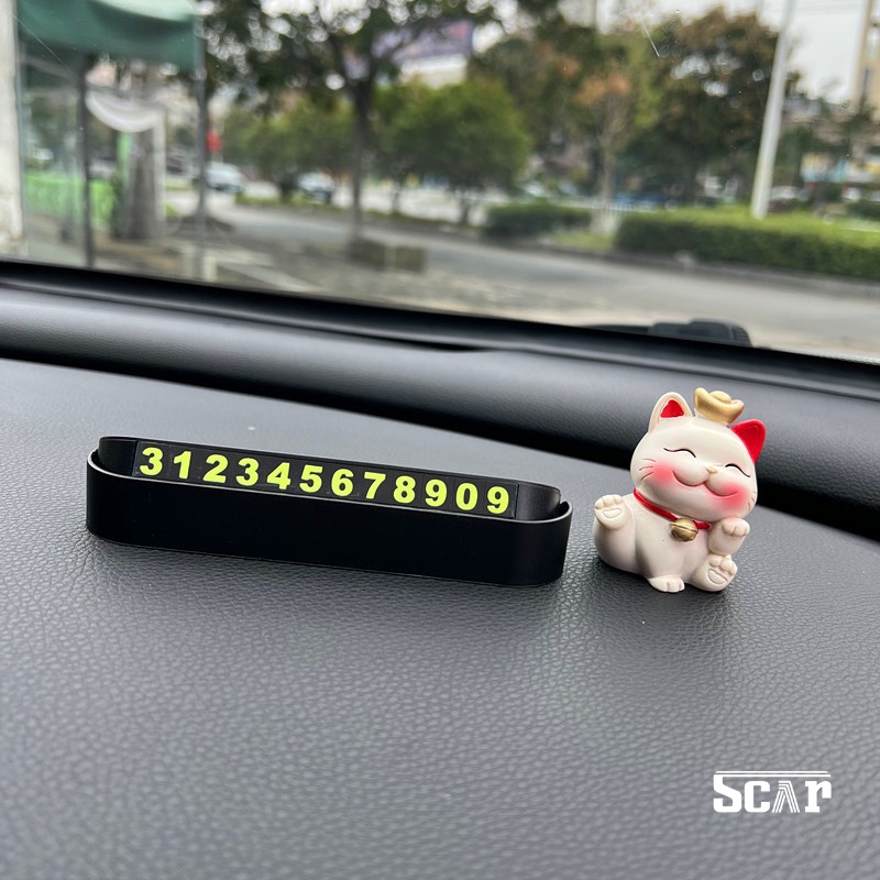Bảng số điện thoại viền đá SỐ ĐỨNG mix 4 chú mèo nhỏ xinh xắn trang trí taplo xe hơi