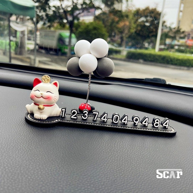 Bảng số điện thoại viền đá SỐ ĐỨNG mix 4 chú mèo nhỏ xinh xắn trang trí taplo xe hơi
