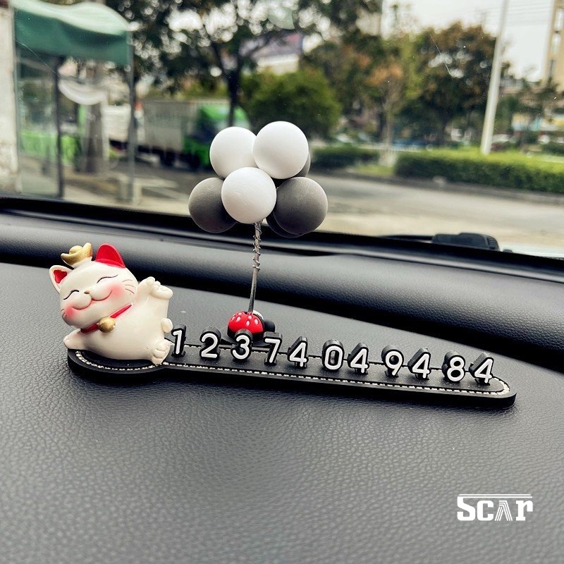 Bảng số điện thoại viền đá SỐ ĐỨNG mix 4 chú mèo nhỏ xinh xắn trang trí taplo xe hơi