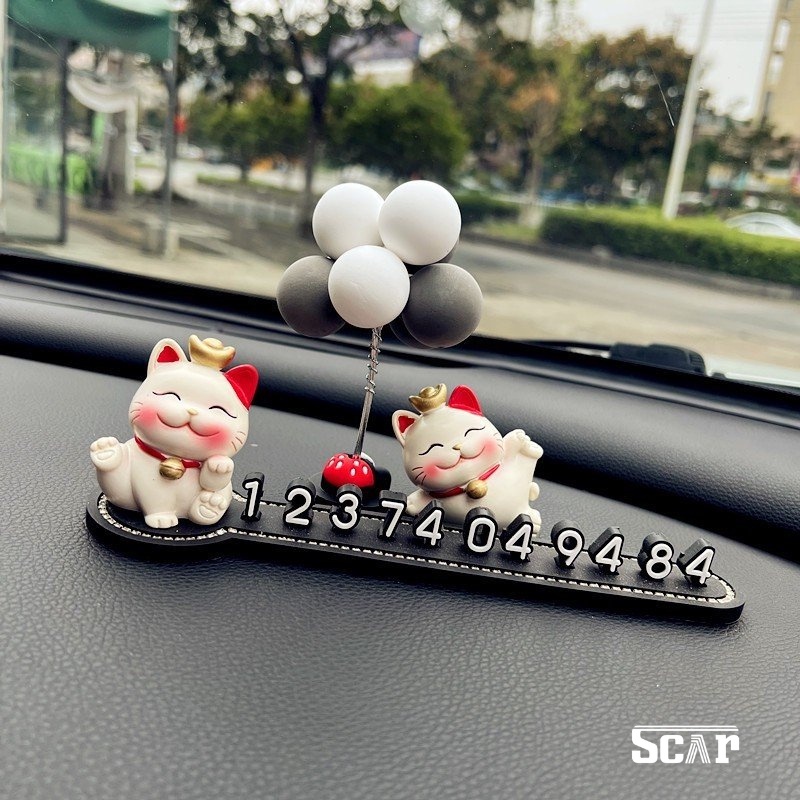 Bảng số điện thoại viền đá SỐ ĐỨNG mix 4 chú mèo nhỏ xinh xắn trang trí taplo xe hơi