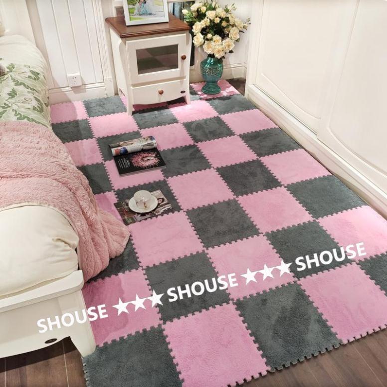 Thảm Xốp Ghép mặt lông 30x30cm Shouse nỉ lót sàn phòng ngủ cho bé tấm vải chân giường bàn trang điểm