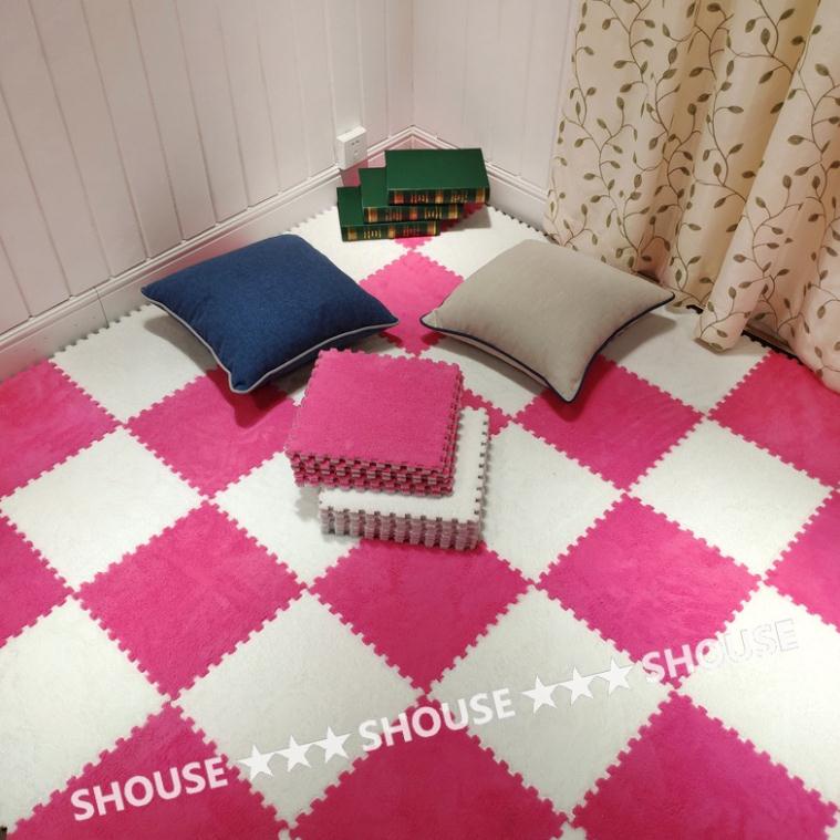 Thảm Xốp Ghép mặt lông 30x30cm Shouse nỉ lót sàn phòng ngủ cho bé tấm vải chân giường bàn trang điểm
