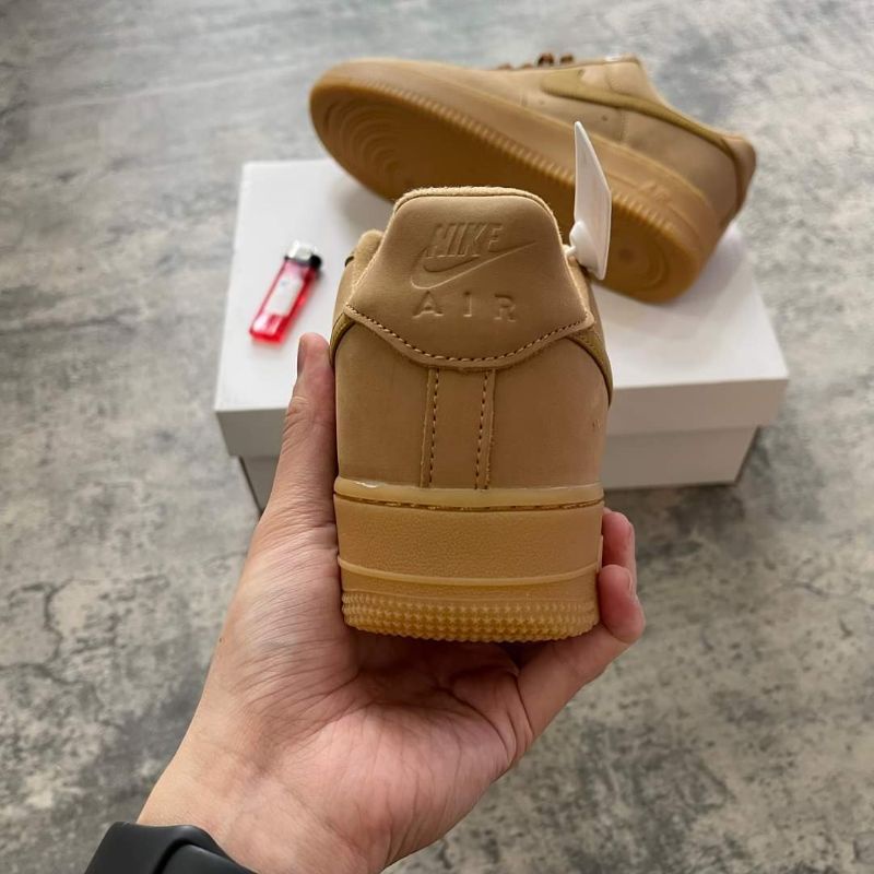 Giày_Nike Air Force 1 Low Flax, SneakerAF1 da lộn vàng bò bản like.aut mới 100% full bõ