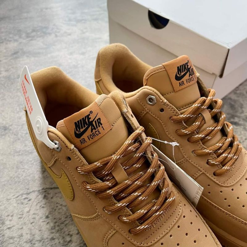 Giày_Nike Air Force 1 Low Flax, SneakerAF1 da lộn vàng bò bản like.aut mới 100% full bõ