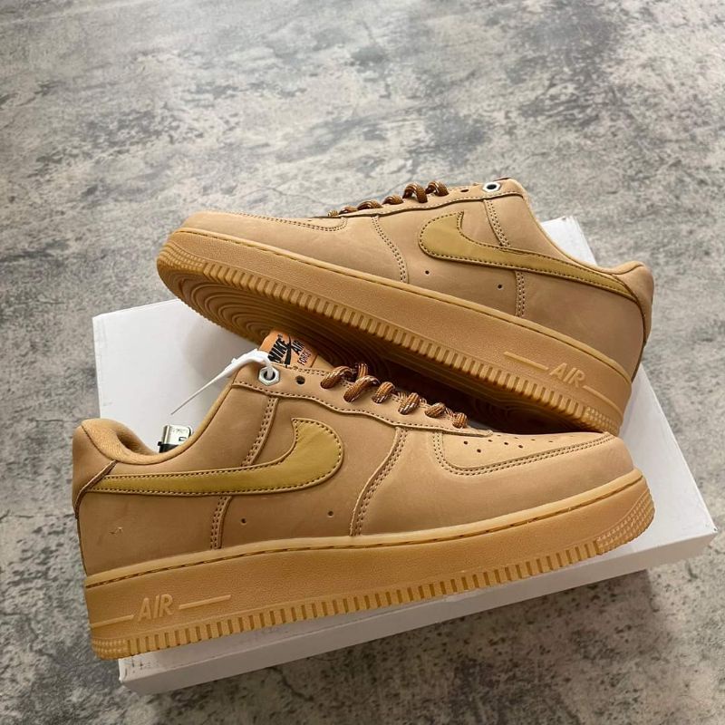 Giày_Nike Air Force 1 Low Flax, SneakerAF1 da lộn vàng bò bản like.aut mới 100% full bõ