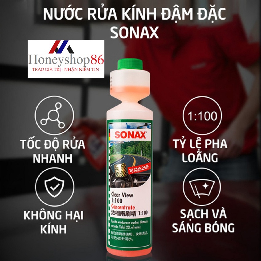 Nước rửa kính xe hơi, ô tô đậm đặc thương hiệu Sonax - Đức: Mã 371141 HONEYSHOP86