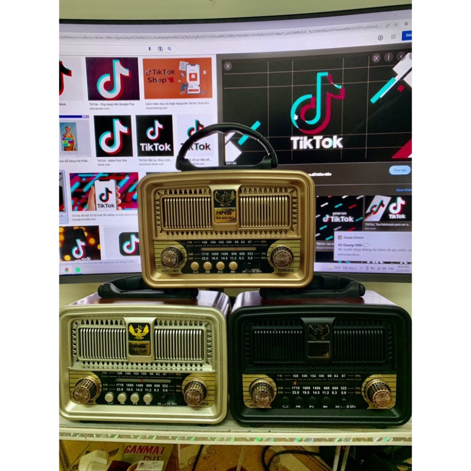 Đài radio NNS-8091 có bluetooth FM-AM/FM/SW hình thức Siêu Phẩm cổ điển,loa to ,tích hợp pin sạc - CASE PHONE.HN