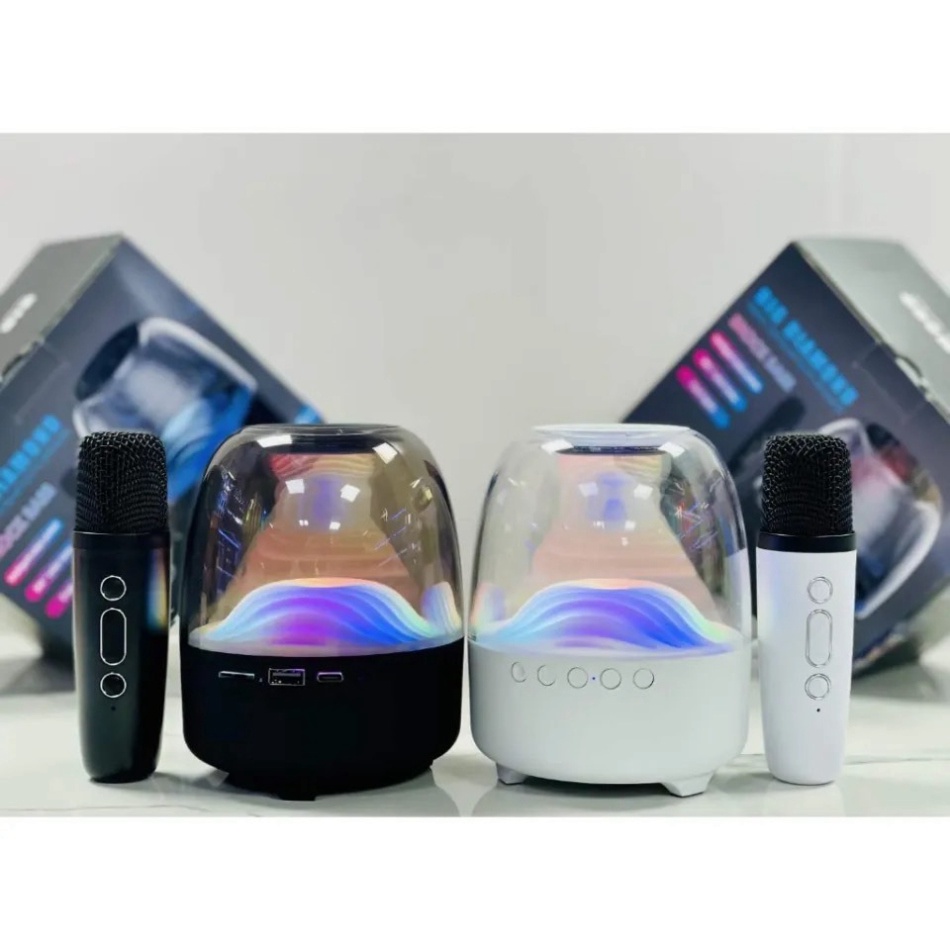 Loa Bluetooth L28+ Không Dây Kèm Micro Hát Karaoke, Loa Bluetooth Trong Suốt Có Đèn LED