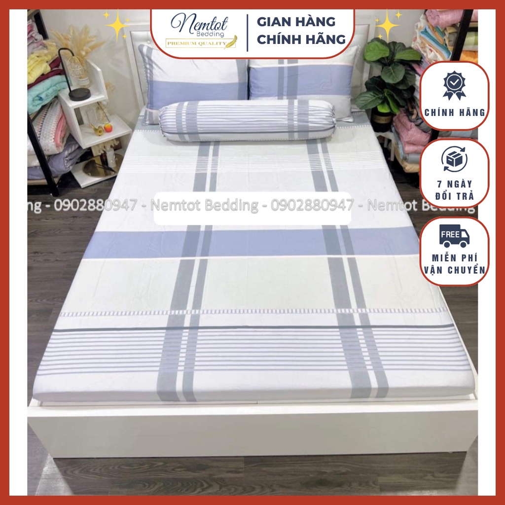 🆘GIẢM 5 0 %🆘 Bộ Ga Gối 4 Món Lụa Tencel Than Hoạt Tính Siêu Mát Mịn, Mềm Thoáng Đủ Size, Ga Gối Lụa_Nemtot Bedding
