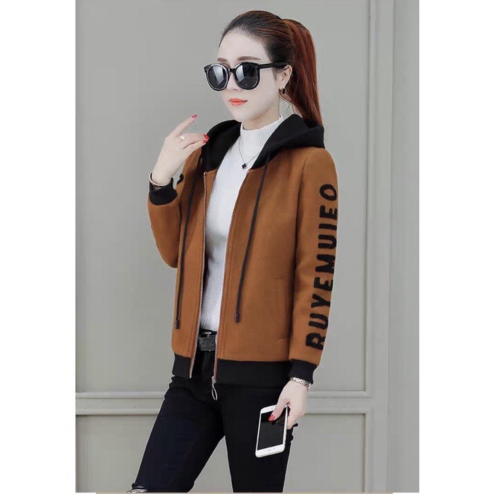 Áo Khoác Nỉ Nũ Có Nón Khác Màu Chạy Chữ Tay Hot Trend alo_shop