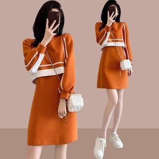Đầm ôm eo màu tương phản thời trang mùa thu 2023 kiểu mới cho nữ