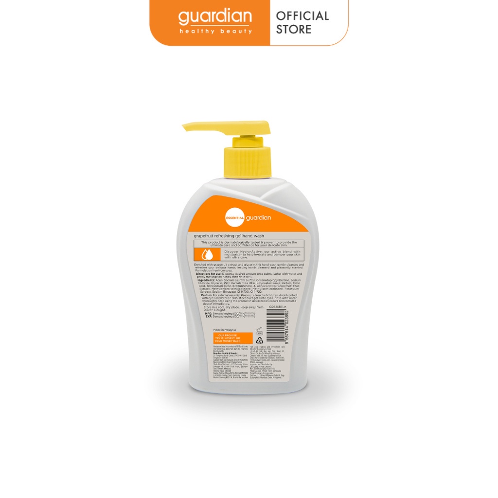Gel Rửa Tay Guardian Bưởi Tươi Mát 500ml