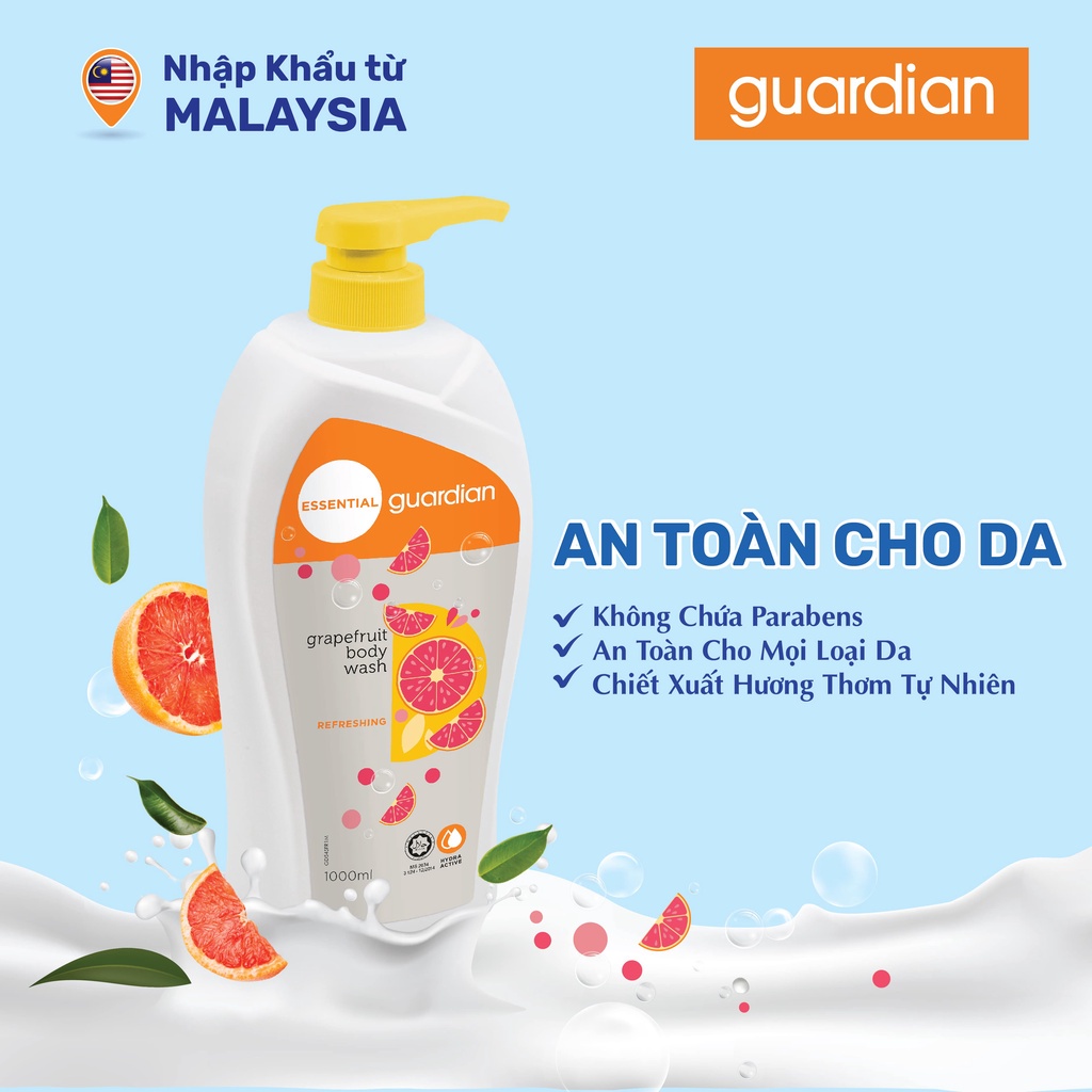 Sữa Tắm Tươi Mát Guardian Essential Grapefruit Refreshing Body Wash Chiết Xuất Bưởi 1000ml