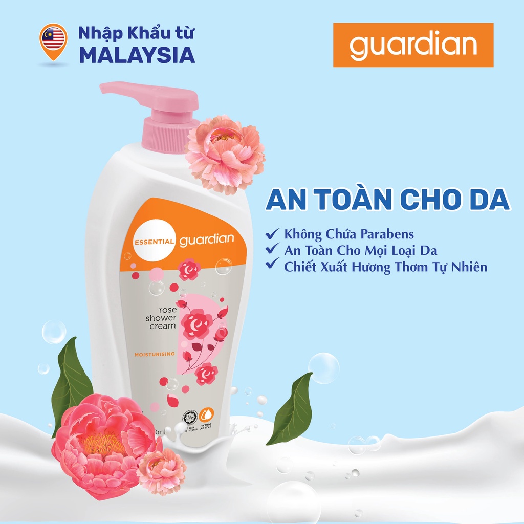 Sữa Tắm Dạng Kem Dưỡng Ẩm Guardian Essential Rose Moisturising Shower Cream Chiết Xuất Hoa Hồng 1000ml