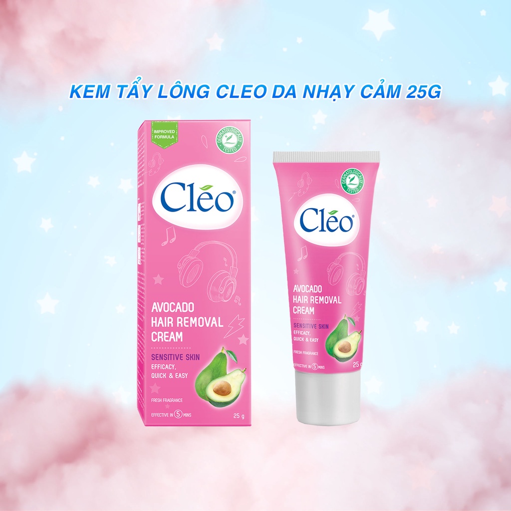 Kem Bơ Tẩy Lông Cho Da Nhạy Cảm Avocado Hair Removal Cream Sensitive Skin Cléo 25Gr
