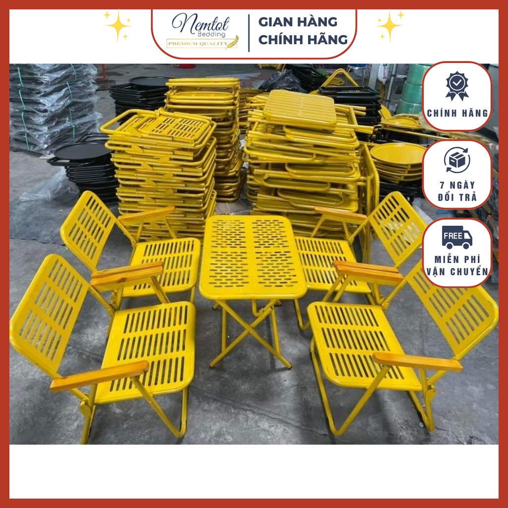 💥SIÊU BỀN_ĐẸP💥 Ghế Cà Phê Xếp Gọn Khung Sắt Tĩnh Điện Tay Vịn Phối Gỗ Sồi Tự Nhiên Bản Dày Chính Hãng Duy Phương