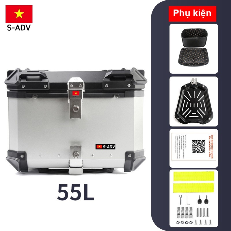Thùng nhôm xe máy 55L S-ADV SADV aluminum top case