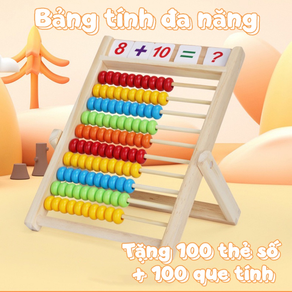Đồ chơi trí tuệ bảng tính thông minh tặng kèm 100 thẻ số và 100 que tính nhiều màu cho bé