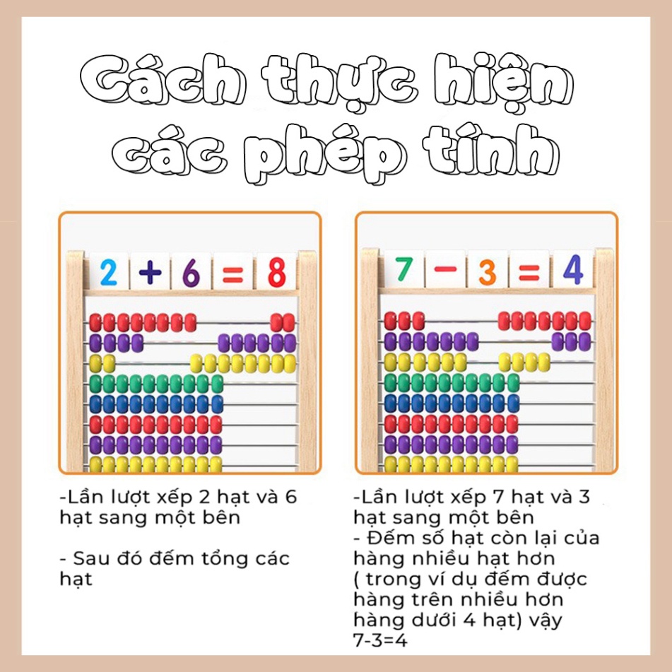 Đồ chơi trí tuệ bảng tính thông minh tặng kèm 100 thẻ số và 100 que tính nhiều màu cho bé