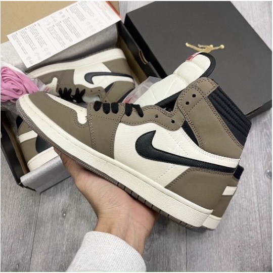 Giày JORDAN AIR 1 Travis Scott Cao Cổ, Giày JD Travis Scott Nâu Cao Nam Nữ Full Box Full Size 36-43