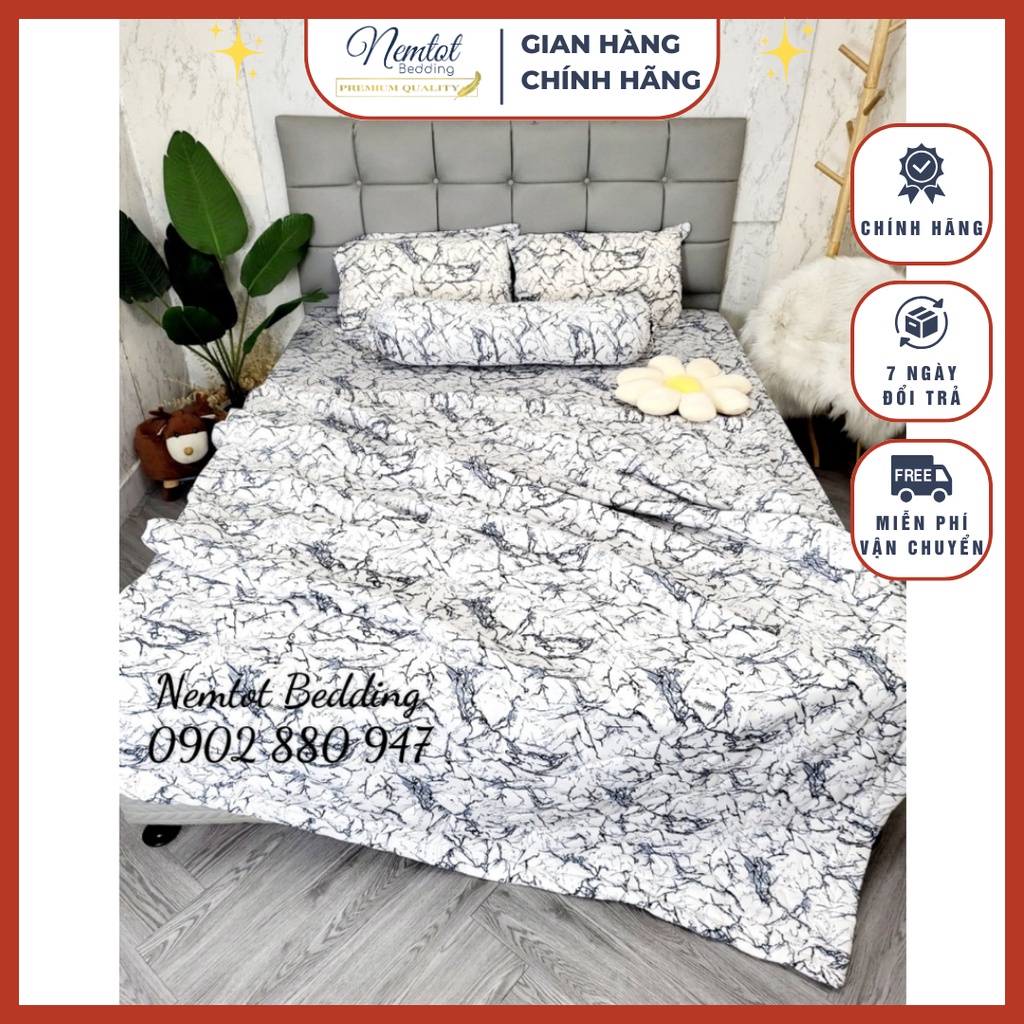 🍂CHỤP THẬT🍂 Trọn bộ chăn ga gối thun Hàn Quốc 3D mát lạnh, mền chần bông cao cấp, thun hàn săc nét giá sỉ_Nemtot Bedding