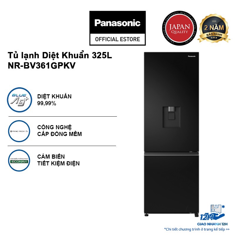 [TRẢ GÓP 0%] Tủ lạnh Panasonic Diệt Khuẩn 325L NR-BV361GPKV Lấy Nước Ngoài-Ngăn Đá Dưới